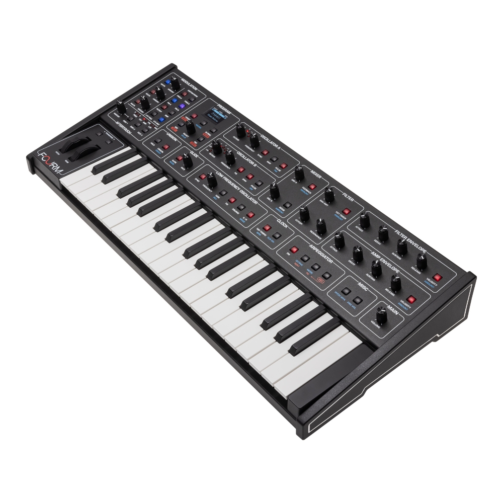 Sequential_Fourm_–_Compact_4-Voice_Analog_Synthesizer_with_Polyphonic_Aftertouch_4_Top_Left_Angle