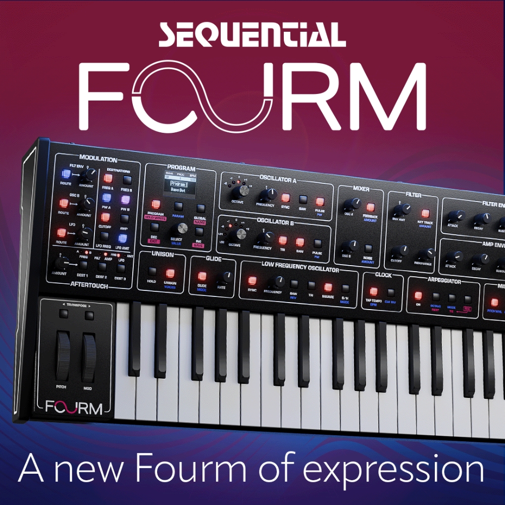 Sequential Fourm – Compact 4-Voice Analog Synthesizer w Polyphonic Aftertouch (Blog)