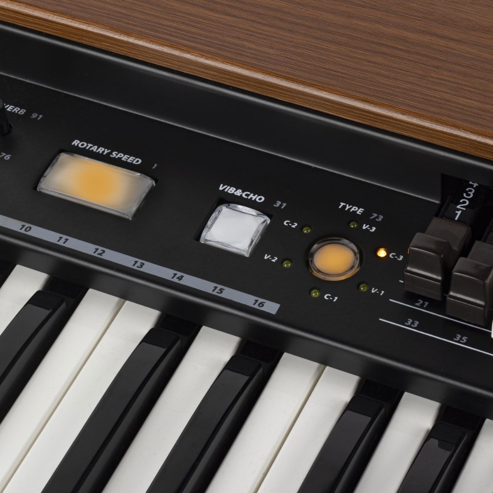 Crumar_DK61_-_61-Key_Tonewheel_Organ_MIDI_Controller_with_Pulse_Waterfall_Keybed_9_Drawbars_5-Pin_MIDI_Out_USB-B_Port_and_USB-MIDI_-_10