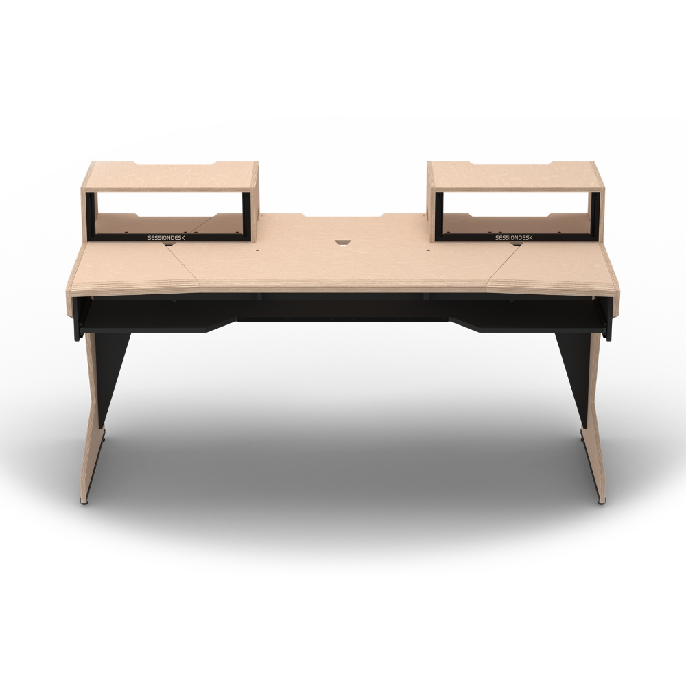 SESSIONDESK_HOME_big_2-0_-_Studio_Desk_with_Racks_and_Keyboard_Tray_100_Percent_Birch_-_2_Front