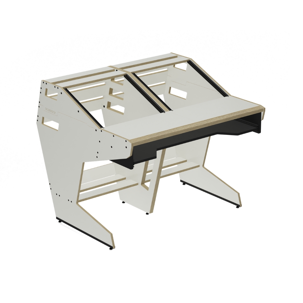 SESSIONDESK_QUINTAV_2-0_-_Studio_Workstation_with_Keyboard_Tray_70s_White_-_1_Front_Side