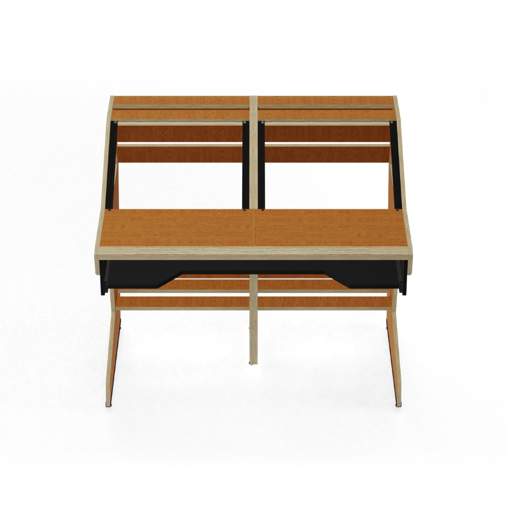 SESSIONDESK_QUINTAV_2-0_-_Studio_Workstation_with_Keyboard_Tray_60s_Brown_-_2_Front