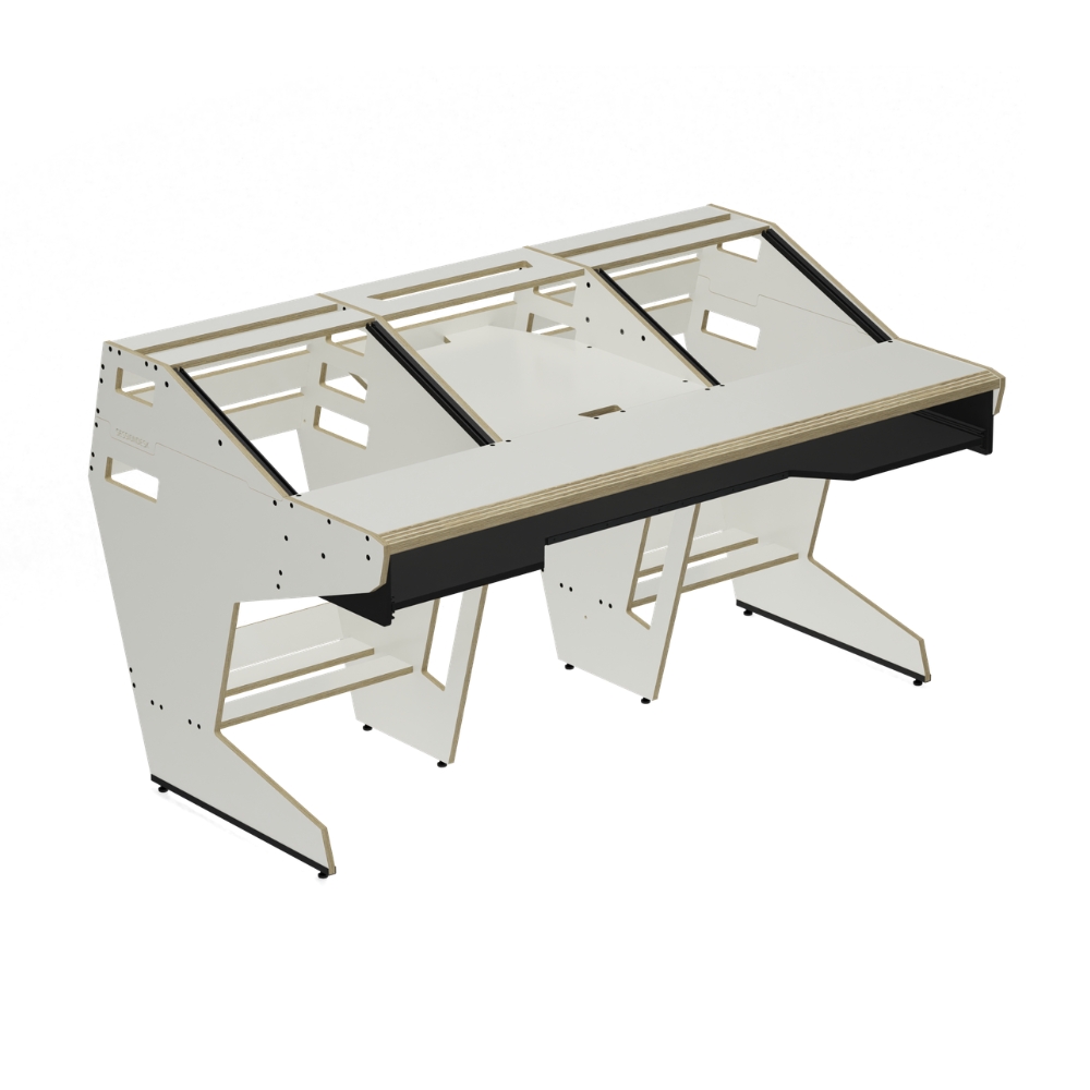 SESSIONDESK_OKTAV_2-0_-_Studio_Workstation_with_Keyboard_Tray_70s_White_-_1_Front_Side