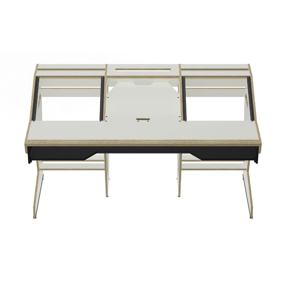 SESSIONDESK_OKTAV_2-0_-_Studio_Workstation_with_Keyboard_Tray_70s_White_-_2_Front