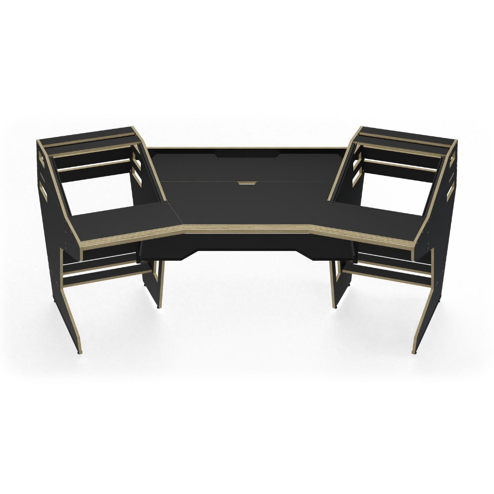 SESSIONDESK_GUSTAV_2-0_-_Studio_Workstation_with_Keyboard_Tray_90s_Black_-_2_Front