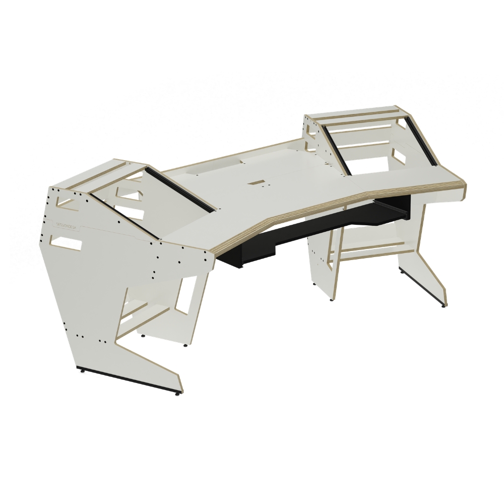 SESSIONDESK_GUSTAV_2-0_-_Studio_Workstation_with_Keyboard_Tray_70s_White_-_1_Front_Side