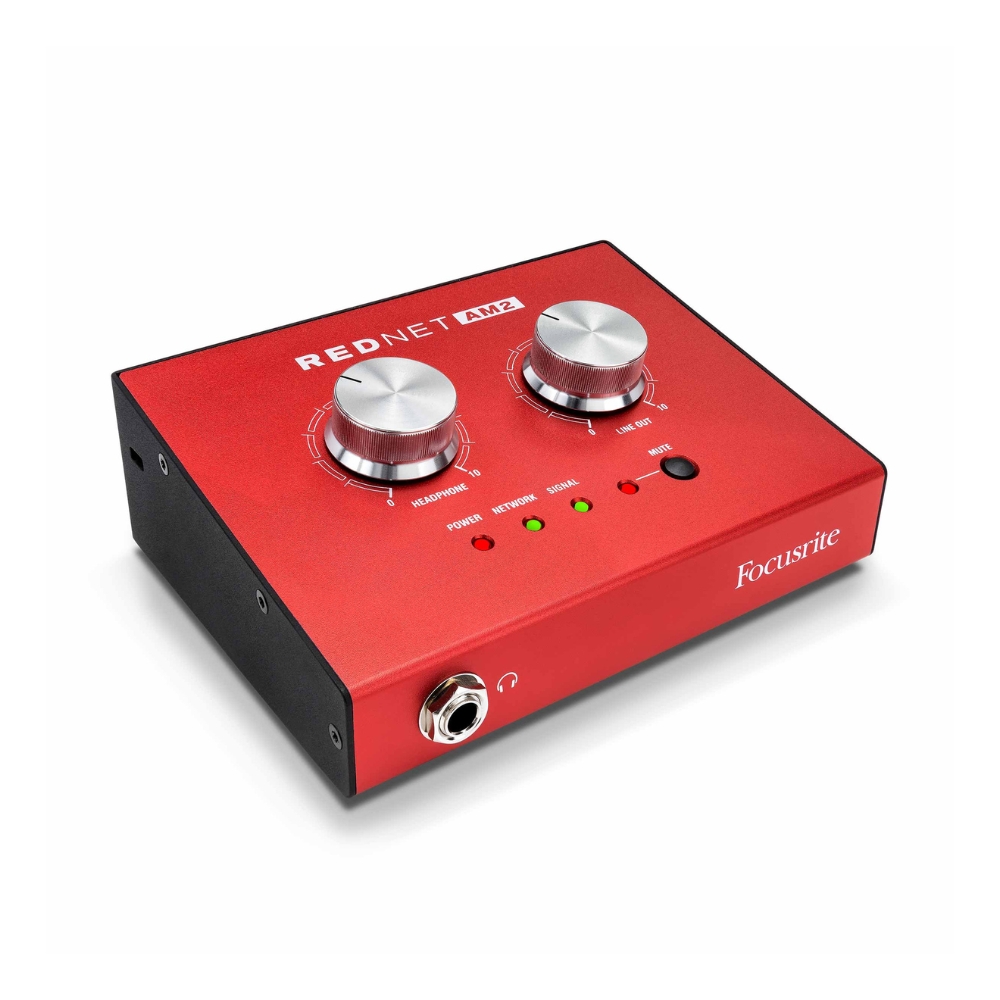 Focusrite_RedNet_AM2_-_Stereo_Headphone_and_Line_Output_Dante_Interface_with_PoE_-_2_Left_Angle