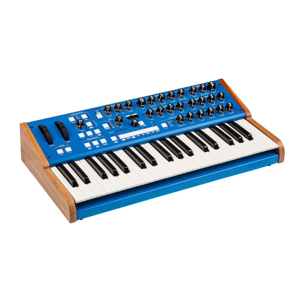 GS_Music_Bree6_Keyboard_-_6-Voice_Analog_Polyphonic_Synthesizer_with_Integrated_Keybed_Blue_-_2_Front_Right_Angle