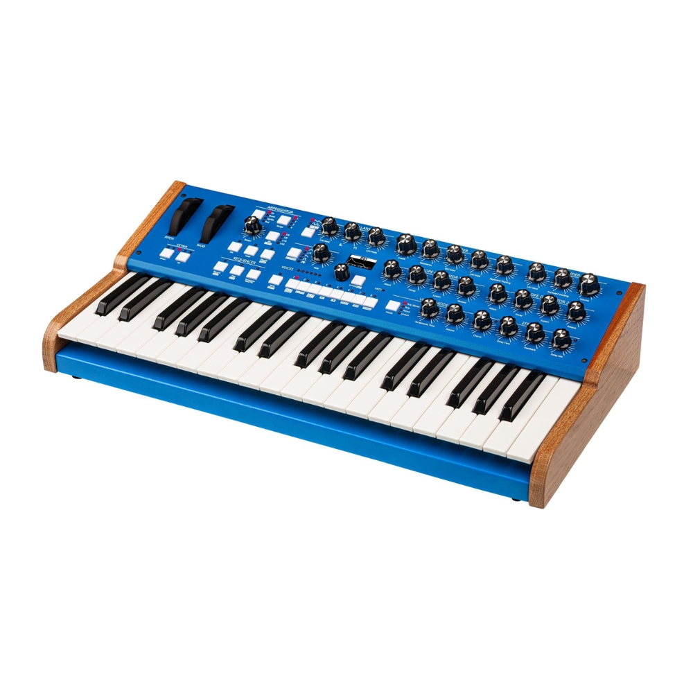 GS_Music_Bree6_Keyboard_-_6-Voice_Analog_Polyphonic_Synthesizer_with_Integrated_Keybed_Blue_-_4_Front_Left_Angle