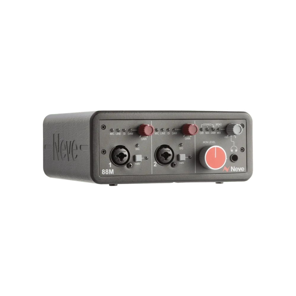 Neve_88M_REV_2_-_2-Channel_USB-C_Audio_Interface_with_2_Mic_Line_DI_Inputs_ADAT_Optical_Dual_Balanced_Inserts_-_3_Left_Side_Front_Right_Angle