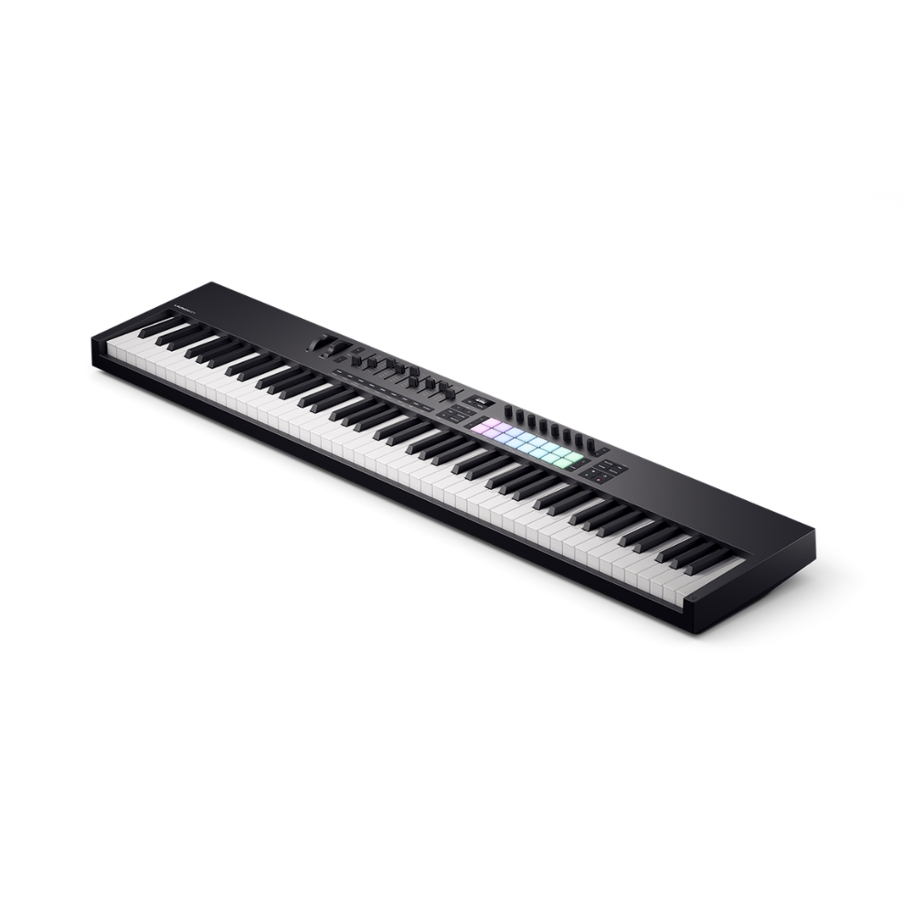 Novation_LaunchKey_88_Mk4_-_88-Note_USB_MIDI_Keyboard_Controller_-_4_Right_Side_Top_Front_View_Left_Angle