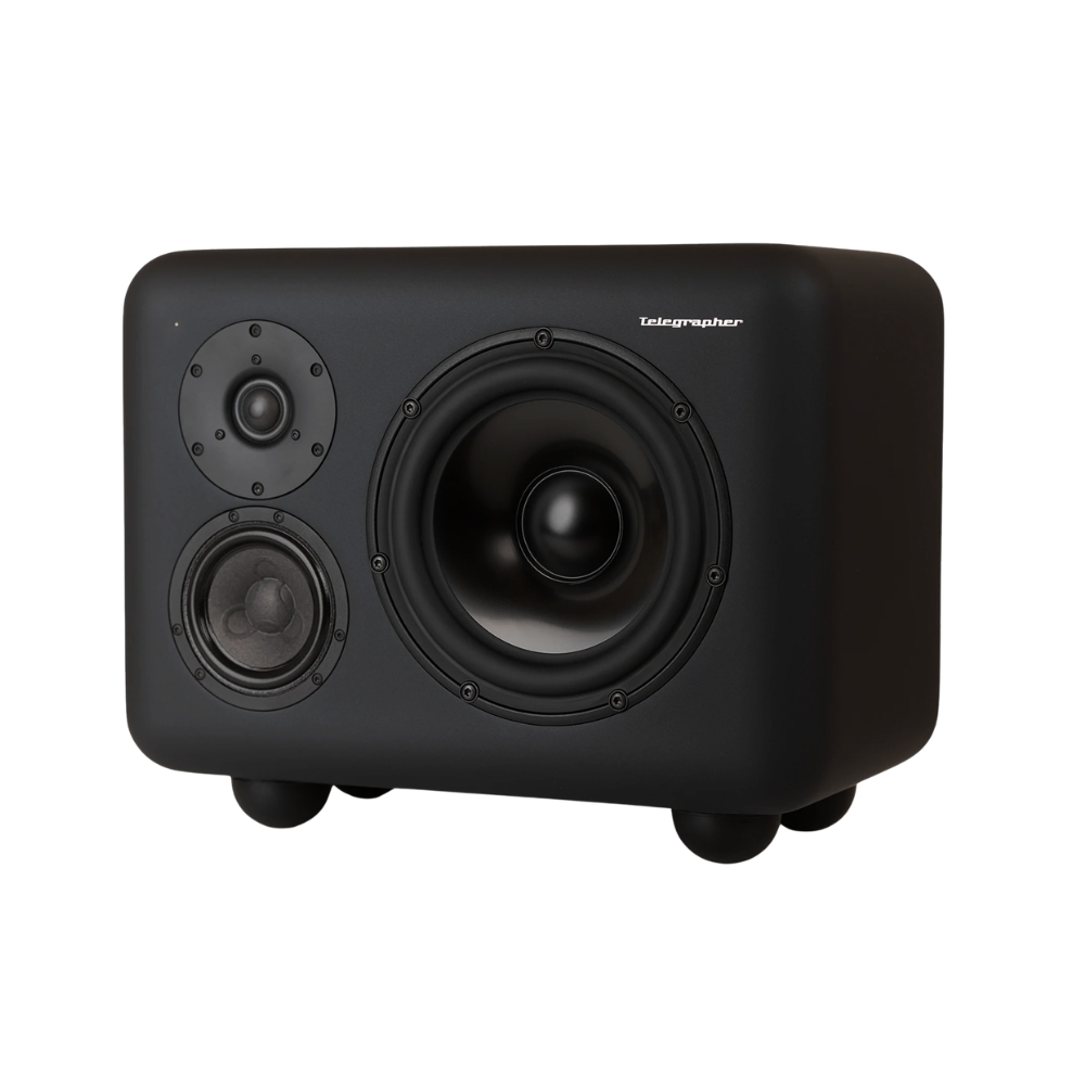 Telegrapher_GORILLA_-_Active_Analog_3-Way_Midfield_Studio_Monitor_-_Crow_Black_Pair_-_3_Front_Right_Side_Left_Angle_Single