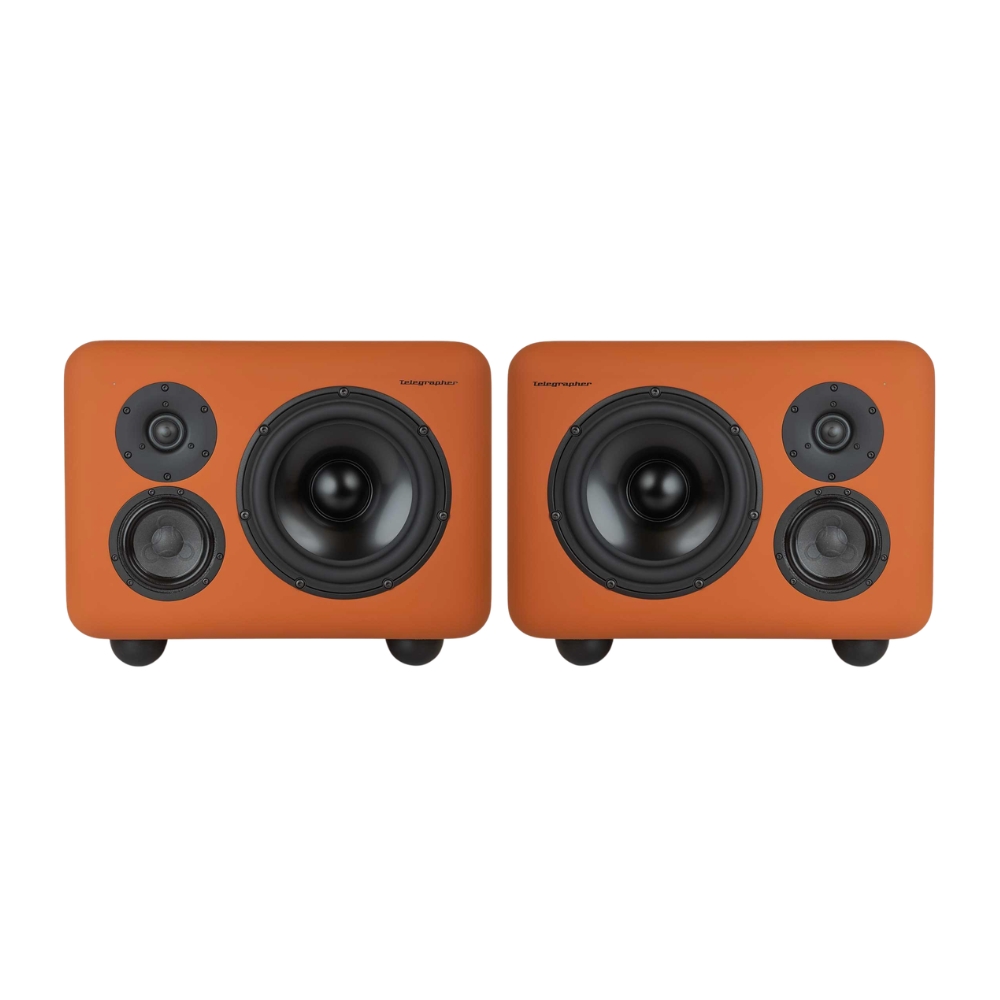 Telegrapher_GORILLA_-_Active_Analog_3-Way_Midfield_Studio_Monitor_-_Jaipur_Orange_Pair_-_1_Front