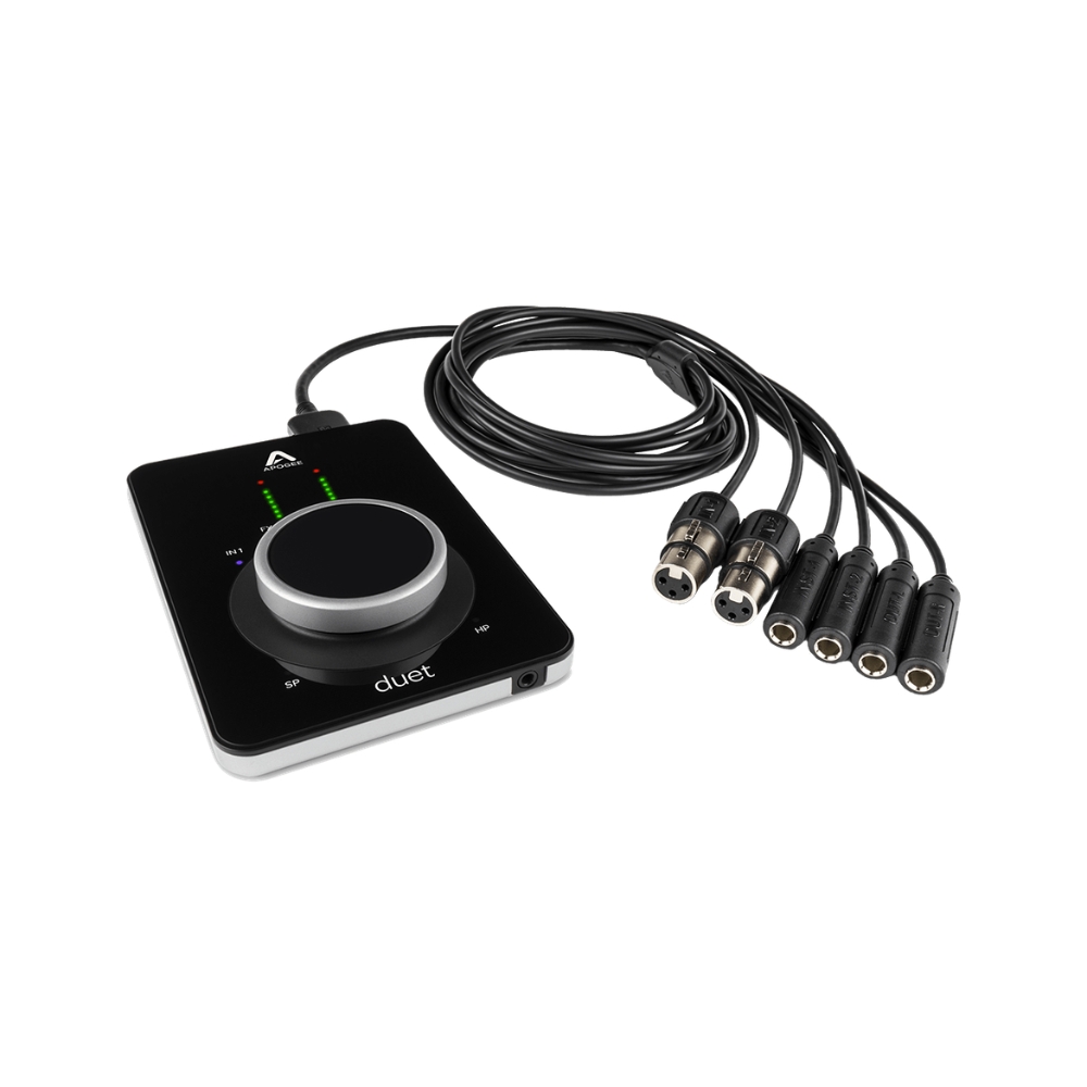 Apogee_Electronics_Duet_3_-_2_In_x_4_Out_USB-C_Audio_Interface_with_DSP_Breakout_Cable_and_Carrying_Case_-_3_Front_Left_Side_Right_Angle_and_Breakout_Cable