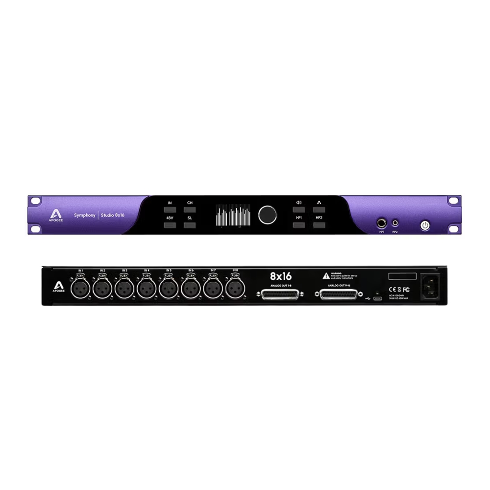 Apogee_Electronics_Symphony_Studio_8x16_-_8 Mic-Line_In_x_16_Out_USB-C_Audio_Interface_with_DSP_and_Monitor_Calibration_Atmos_Ready_-_3_Front_and_Rear