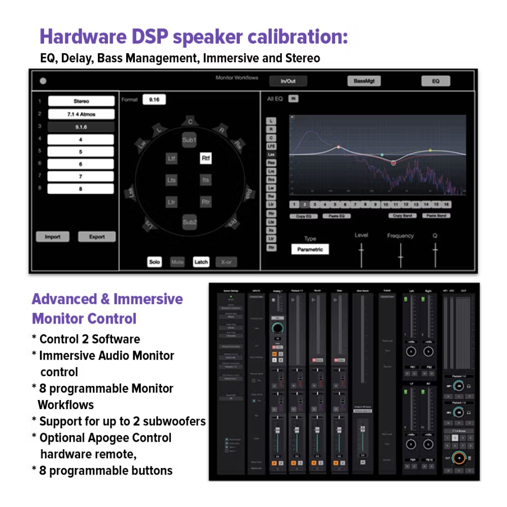 Apogee_Electronics_Symphony_Studio_8x8_-_8 Mic-Line_In_x_8_Out_USB-C_Audio_Interface_with_DSP_and_Monitor_Calibration_-_4_Hardware_DSP_Speaker_Calibration