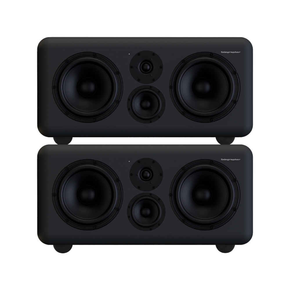 Telegrapher_GORILLA-S_-_Active_Analog_3-Way_Midfield_Studio_Monitor_-_Crow_Black_Pair_-_1_Front_Stacked
