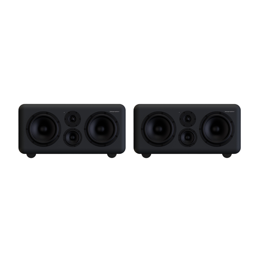 Telegrapher_GORILLA-S_-_Active_Analog_3-Way_Midfield_Studio_Monitor_-_Crow_Black_Pair_-_2_Front_Side_by_Side