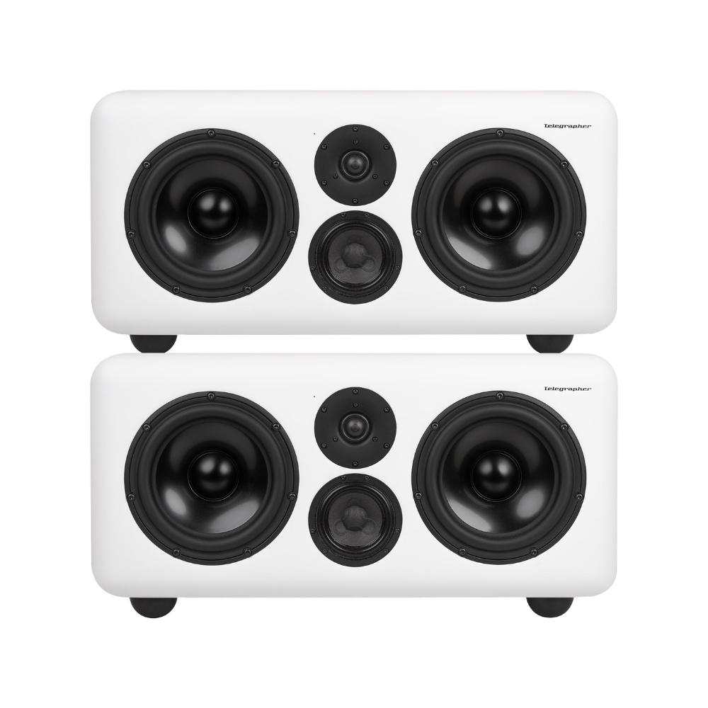 Telegrapher_GORILLA-S_-_Active_Analog_3-Way_Midfield_Studio_Monitor_-_Trooper_White_Pair_-_1_Front_Stacked