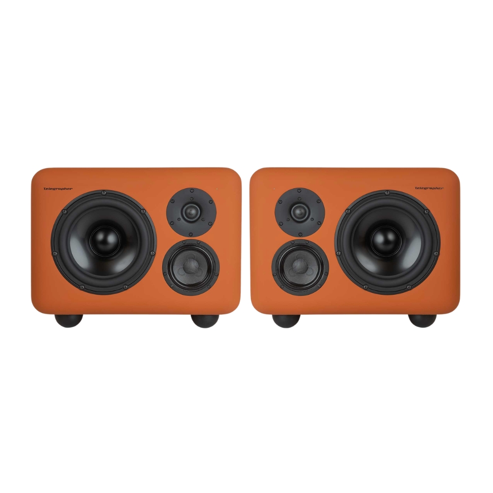 Telegrapher_GORILLA_-_Active_Analog_3-Way_Midfield_Studio_Monitor_-_Jaipur_Orange_Pair_-_1_Front