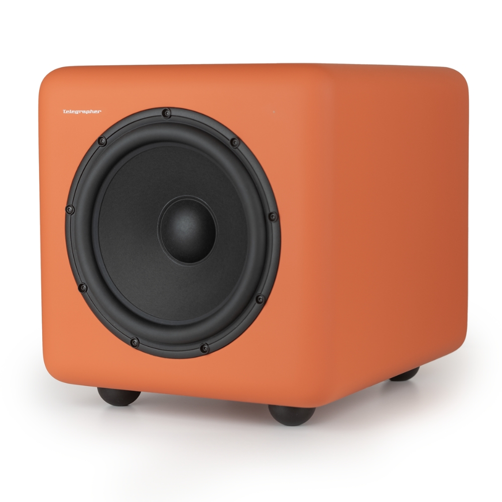 Telegrapher_ELEPHANT_-_Active_Analog_Subwoofer_-_8_Jaipur_Orange_Front_Right_Side_Left_Angle
