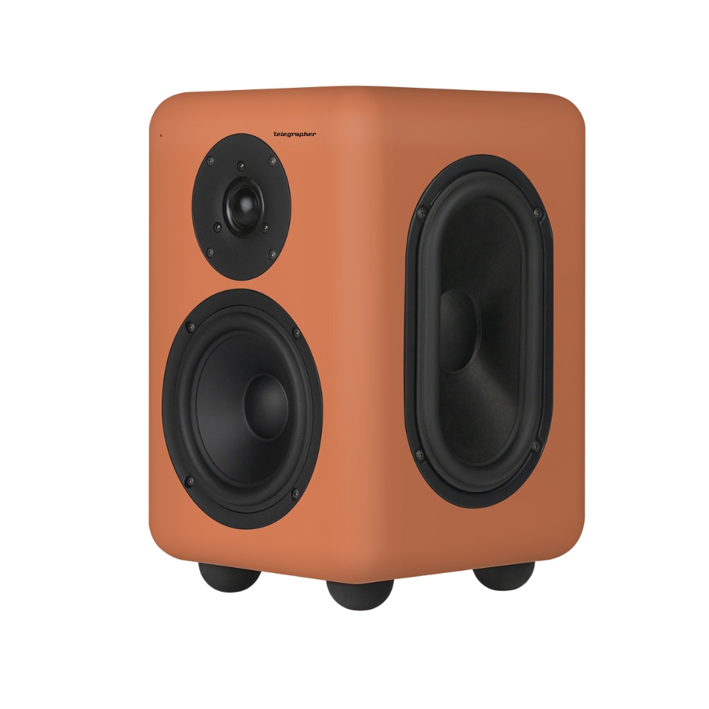 Telegrapher_RACCOON_-_6-inch-Active_Analog_2-Way_Nearfield_Studio_Monitor_-_Jaipur_Orange_Pair_-_3_Front_Right_Side_Left_Angle_Single