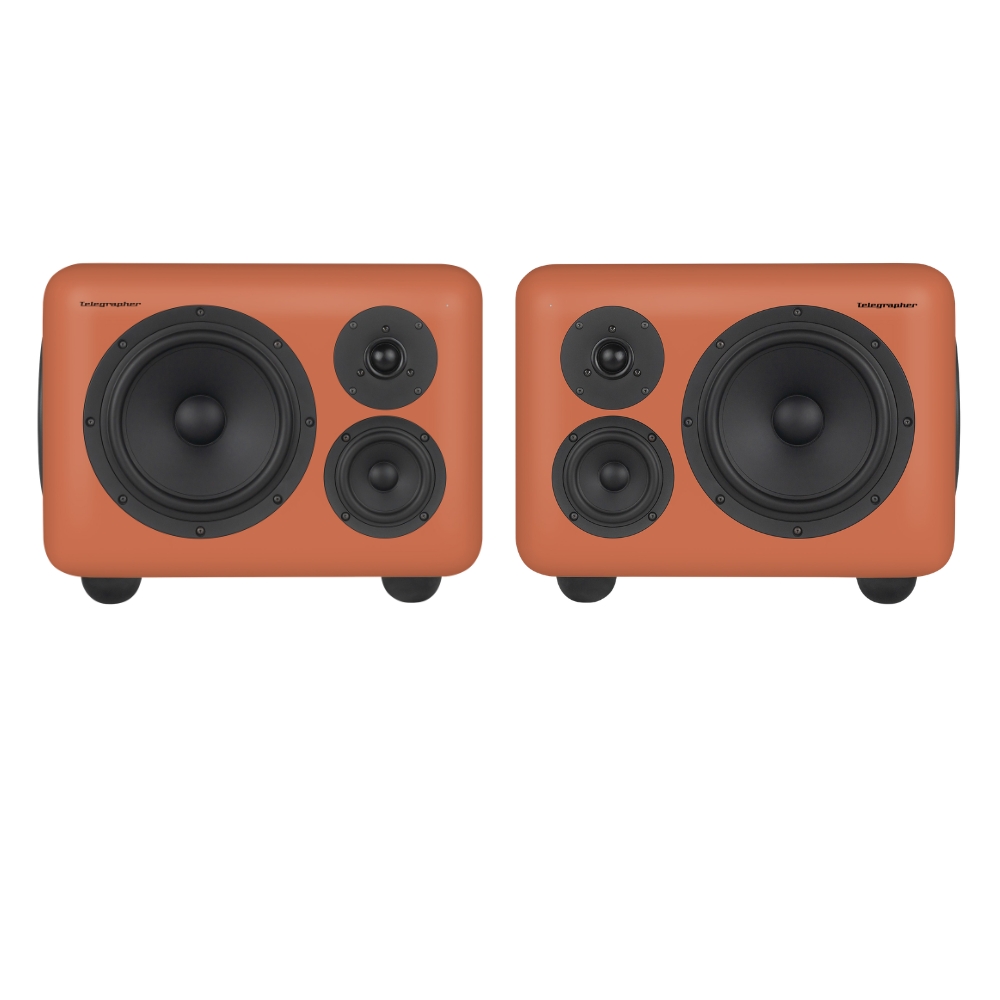 Telegrapher_PANDA_-_8-inch-Active_Analog_3-Way_Midfield_Studio_Monitor_-_Jaipur_Orange_Pair_-_1_Front