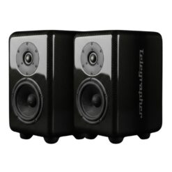 Telegrapher_CARBON_FOX_-_Active_Analog_2-Way_Nearfield_Studio_Monitor_-_Glossy_Pair_-_1_Front_Right_Side_Left_Angle_Pair