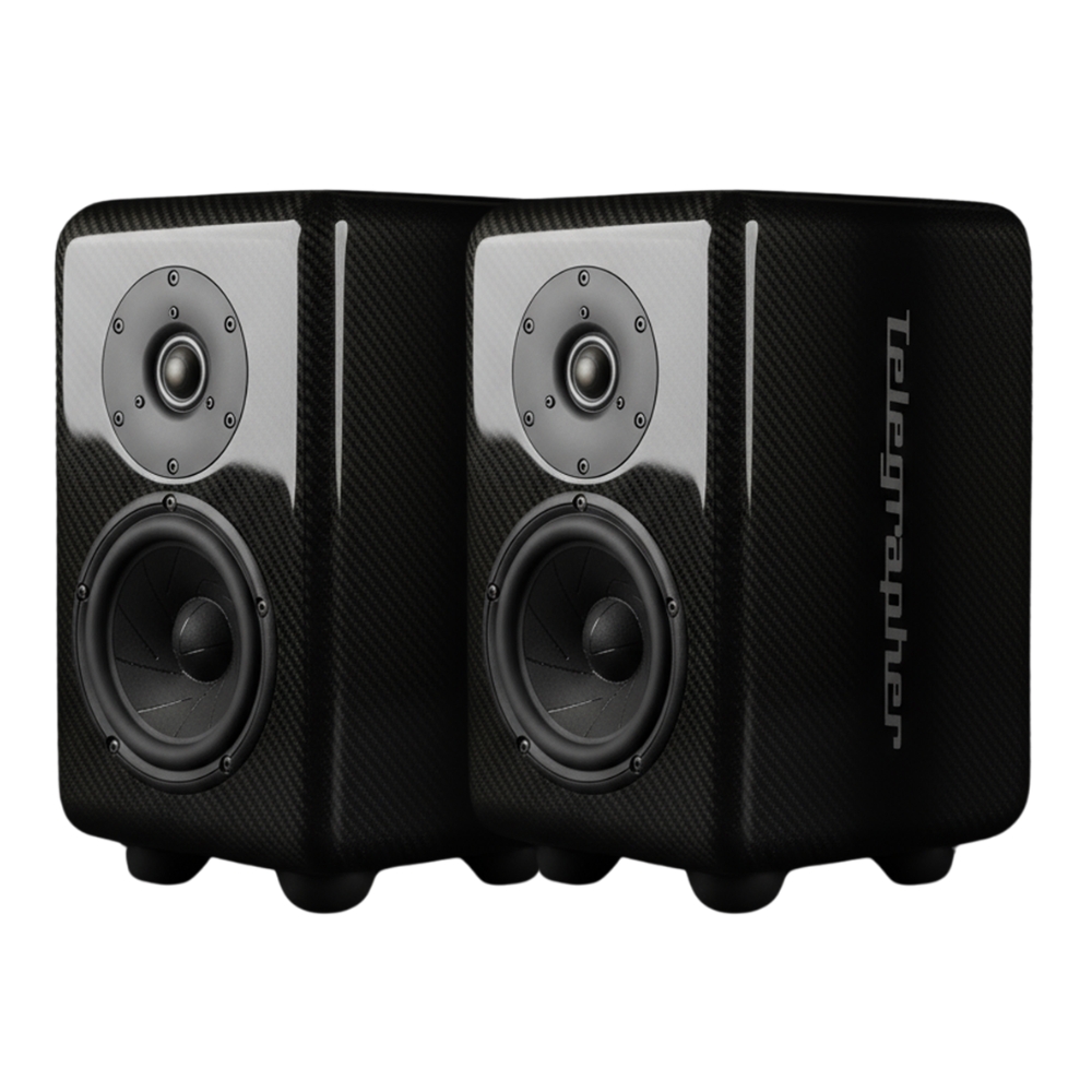 Telegrapher_CARBON_FOX_-_Active_Analog_2-Way_Nearfield_Studio_Monitor_-_Glossy_Pair_-_1_Front_Right_Side_Left_Angle_Pair