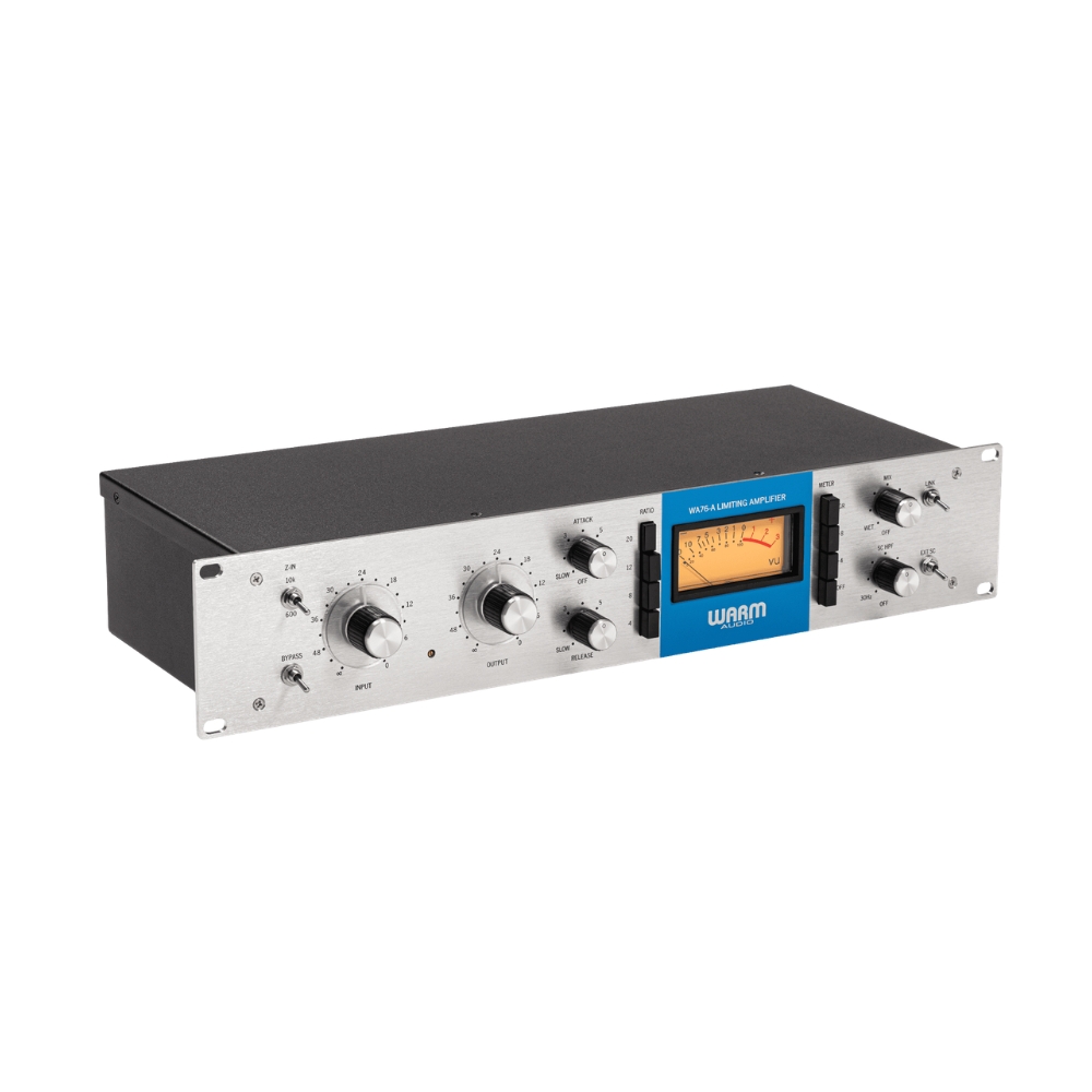 Warm_Audio_WA76-A_-_Single-Channel_Vintage-Voiced_Discreet_FET_Compressor_Blue_Stripe_-_1_Hero_Front_Right_Angle