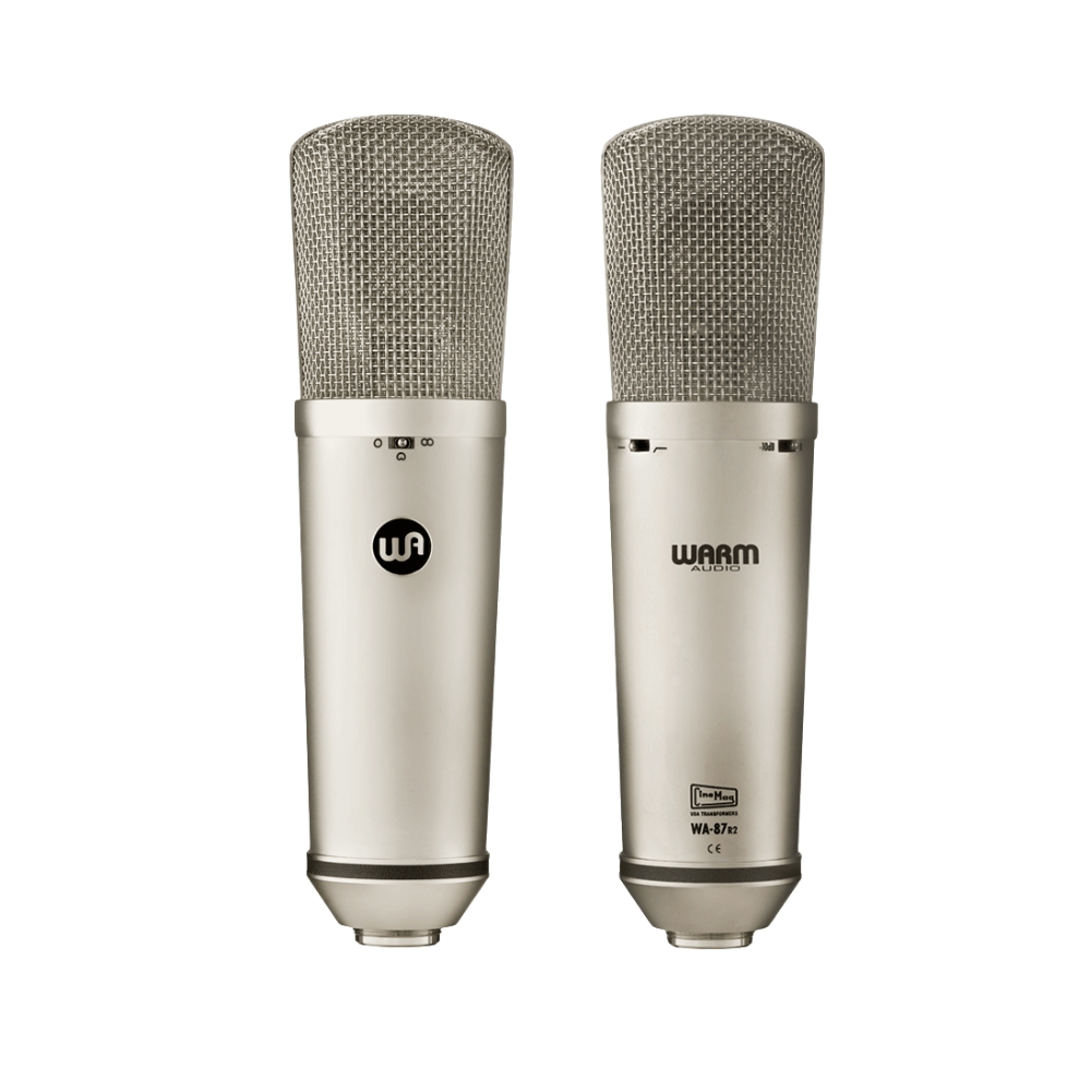 Warm_Audio_WA87_R2_-_Large_Diaphragm_Transformer-Balanced_Condenser_Microphone_Nickel_-_2_Front_and_Rear